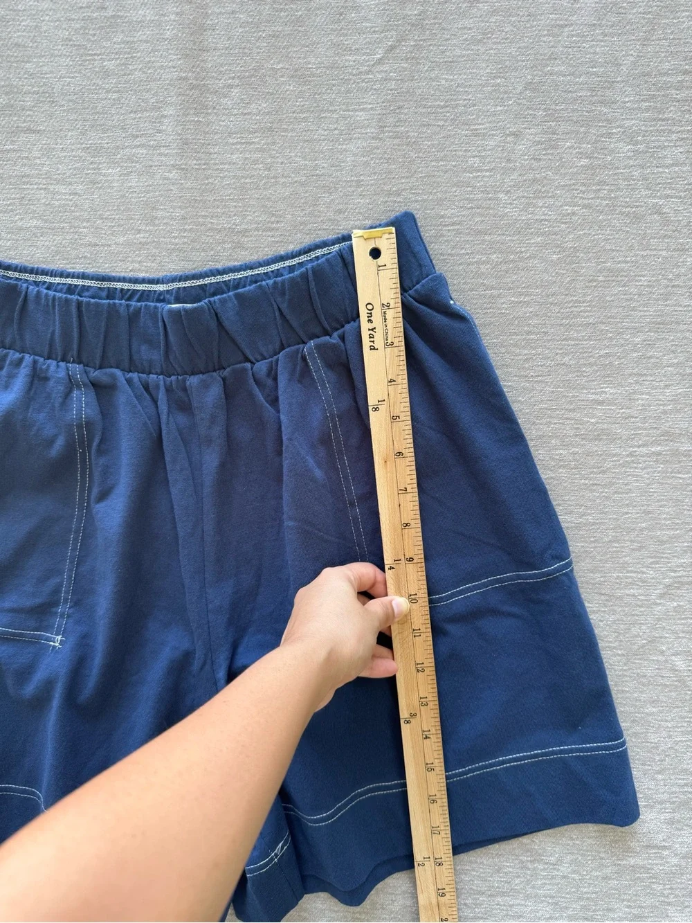 Free People Beach Navy Cotton Pull On Shorts Elastic Waist Pockets Size‎ L&S